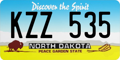 ND license plate KZZ535