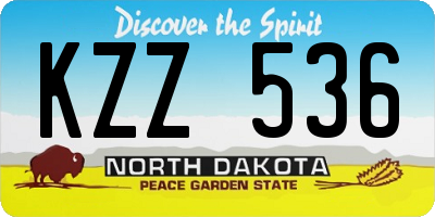 ND license plate KZZ536