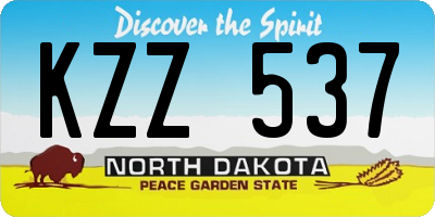 ND license plate KZZ537