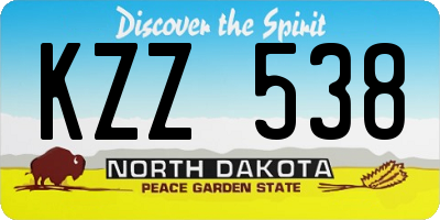 ND license plate KZZ538