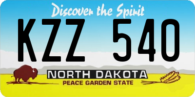 ND license plate KZZ540