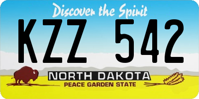 ND license plate KZZ542