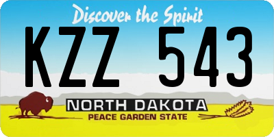 ND license plate KZZ543