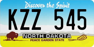 ND license plate KZZ545