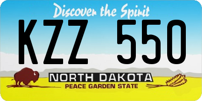 ND license plate KZZ550