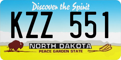 ND license plate KZZ551