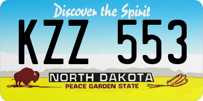 ND license plate KZZ553