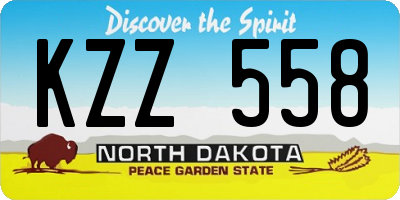 ND license plate KZZ558