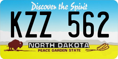 ND license plate KZZ562