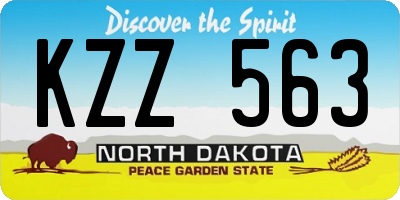 ND license plate KZZ563