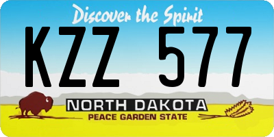 ND license plate KZZ577