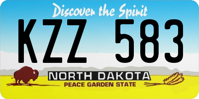 ND license plate KZZ583