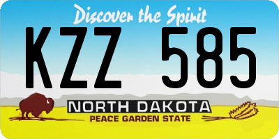 ND license plate KZZ585