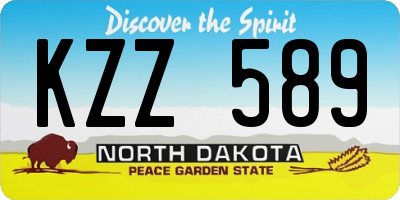 ND license plate KZZ589