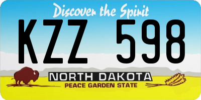 ND license plate KZZ598