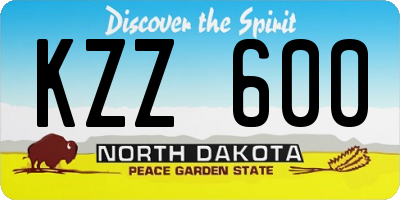 ND license plate KZZ600