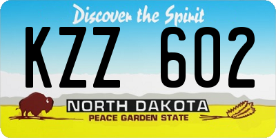 ND license plate KZZ602