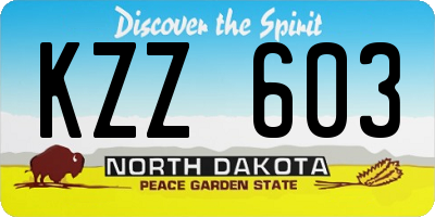 ND license plate KZZ603