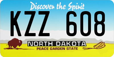 ND license plate KZZ608