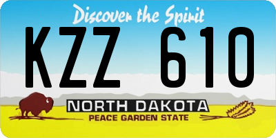 ND license plate KZZ610