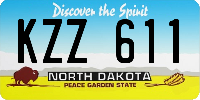 ND license plate KZZ611