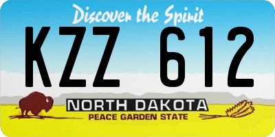 ND license plate KZZ612