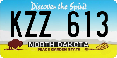 ND license plate KZZ613