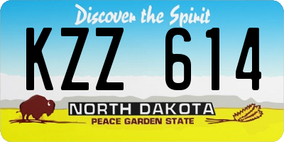 ND license plate KZZ614