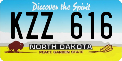 ND license plate KZZ616