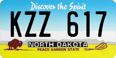 ND license plate KZZ617