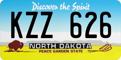 ND license plate KZZ626