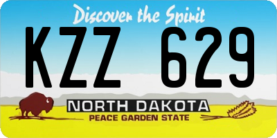 ND license plate KZZ629