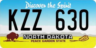 ND license plate KZZ630