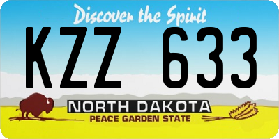 ND license plate KZZ633