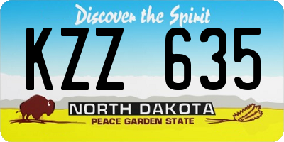 ND license plate KZZ635