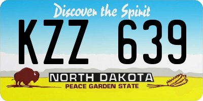 ND license plate KZZ639