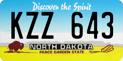 ND license plate KZZ643