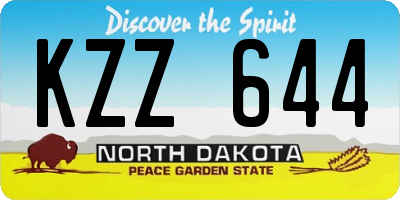 ND license plate KZZ644