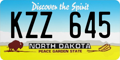 ND license plate KZZ645