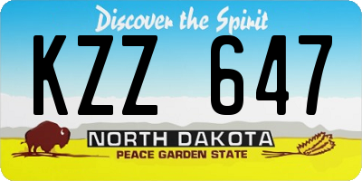 ND license plate KZZ647