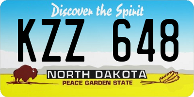 ND license plate KZZ648