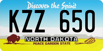 ND license plate KZZ650