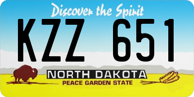 ND license plate KZZ651