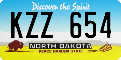 ND license plate KZZ654