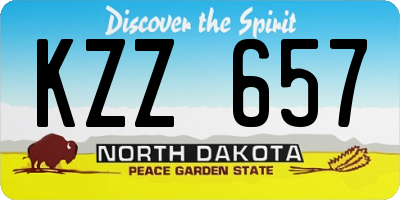 ND license plate KZZ657