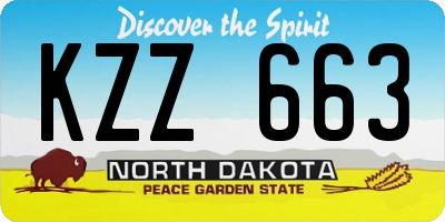 ND license plate KZZ663