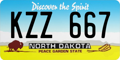 ND license plate KZZ667