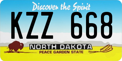 ND license plate KZZ668