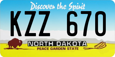 ND license plate KZZ670