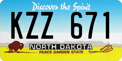 ND license plate KZZ671